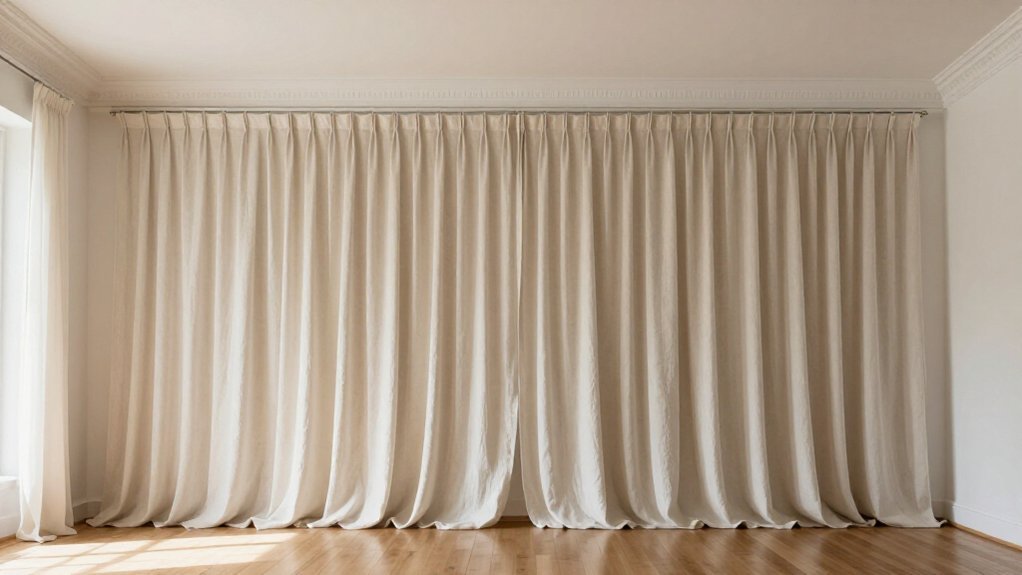 hang drapes beneath crown molding gracefully