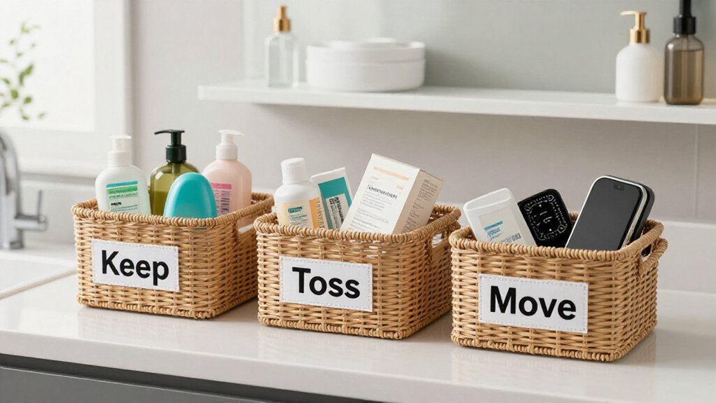 sort into three decisive piles quickly